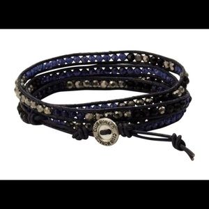 Club Monaco Bonnie Metallic Wrap Leather Bracelet